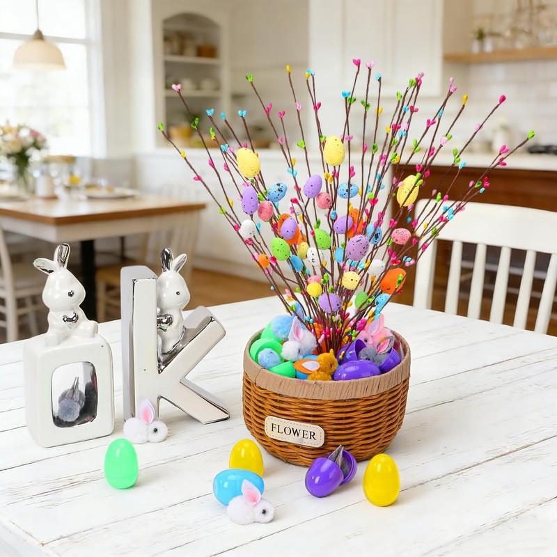 39Pcs Easter Decorations Artificial Easter Spray Vine with Pastel Eggs and Be... gallery