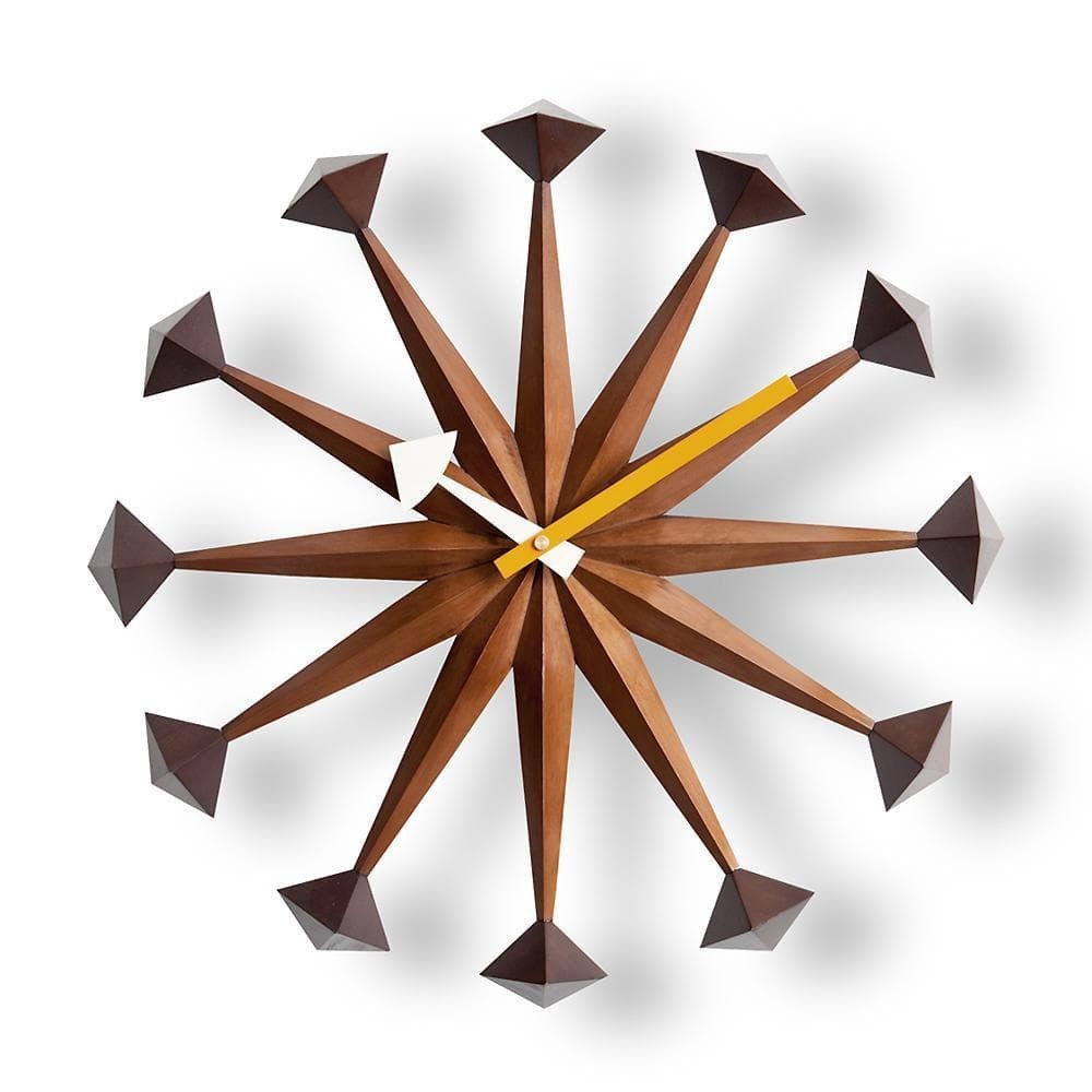 George Nelson Polygon Clock Mid Century Modern Wall Clock Wood Starburst gallery