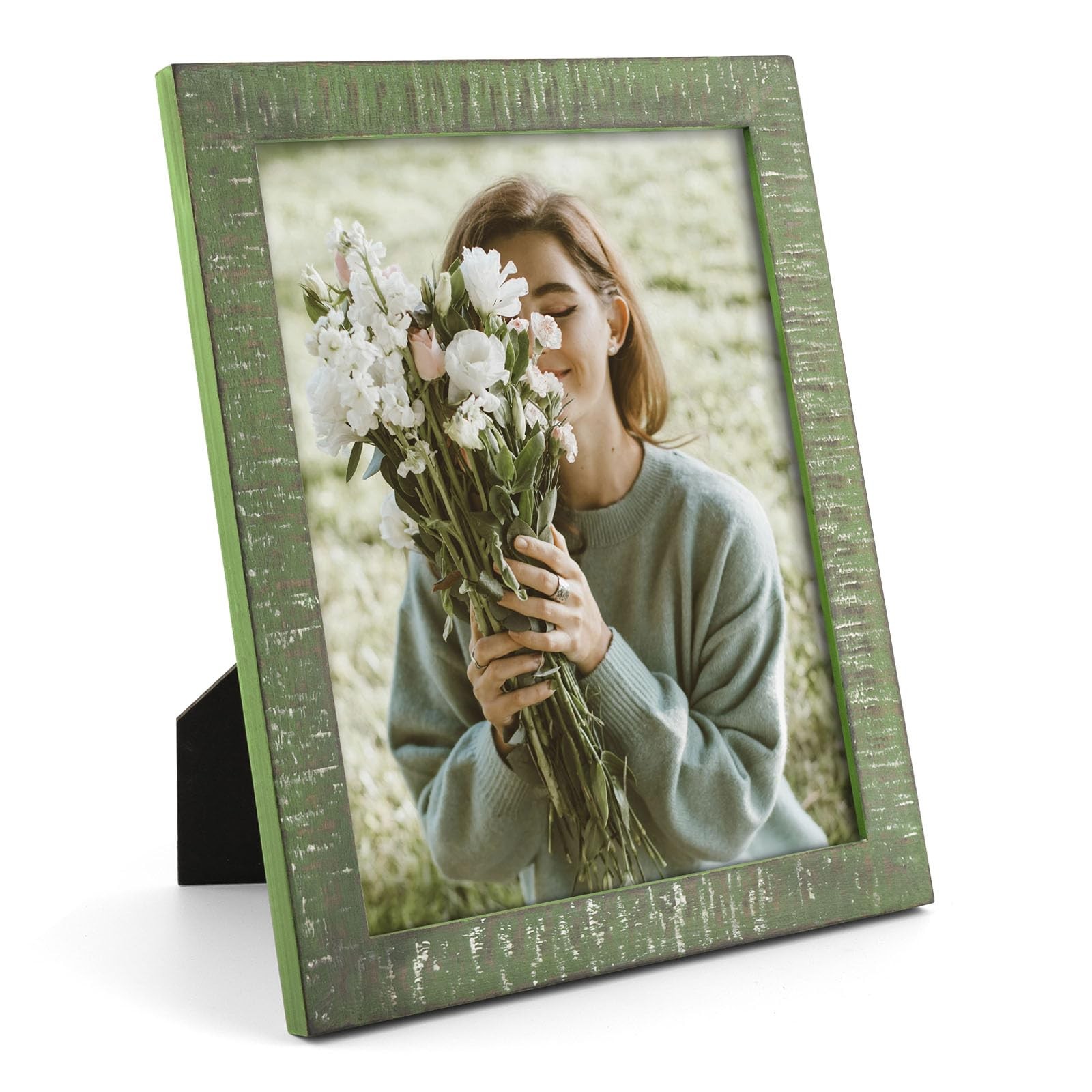 Rustic Solid Wood Picture Frame Distressed Green Art Gallery Photo Frame 8x10... gallery