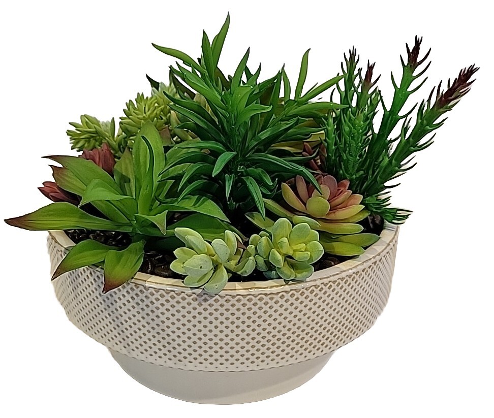 Large Assorted Artificial Multicolor Succulents in Ceramic Planter Unbranded gallery