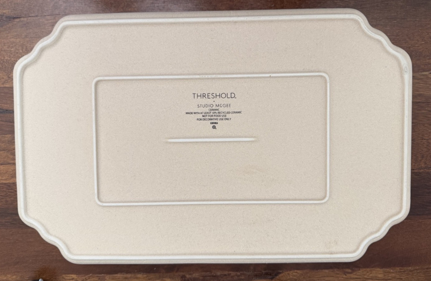 Threshold Designed with Studio McGee Beige Ceramic Decorative Tray 15.5" x 10" gallery