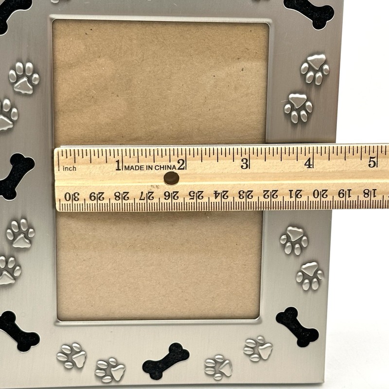 Green Tree Gallery Silver Picture Frame 3x5 Inch Photo Dog Paw Print & Bone gallery