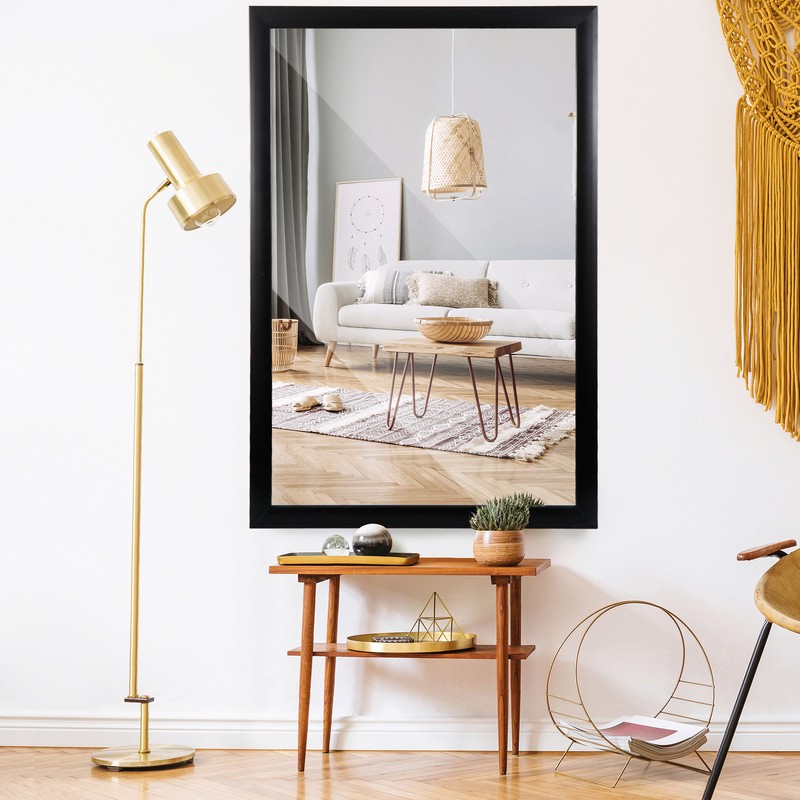 Rectangular Wall Mirror 24" x 36" Modern Decorative Vanity Bathroom Mirror Black gallery