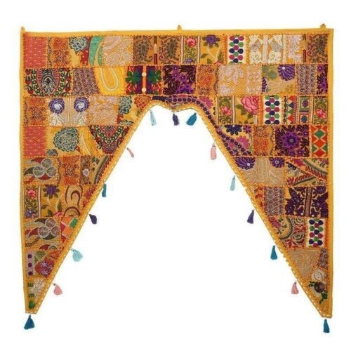 Indian Yellow Vintage Patchwork Embroidery Toran Door Valance Wall Hanging Decor gallery