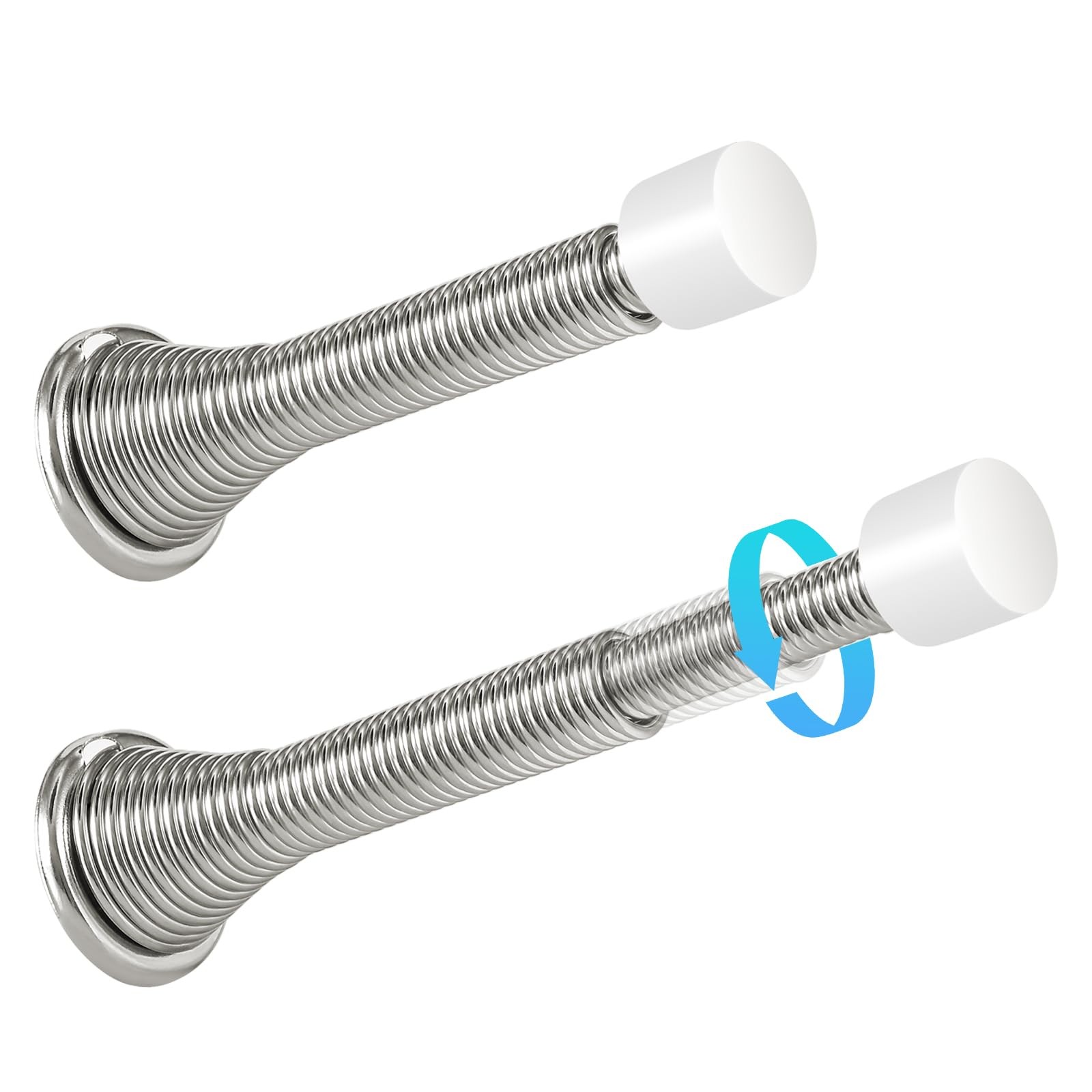2 Pack Telescoping Spring Door Stoppers Extra Long Wall Mount Satin Nickel gallery