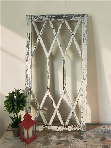White Diamond Transom Window Frame (22x41.75) Rustic Wood Decorative Panel gallery