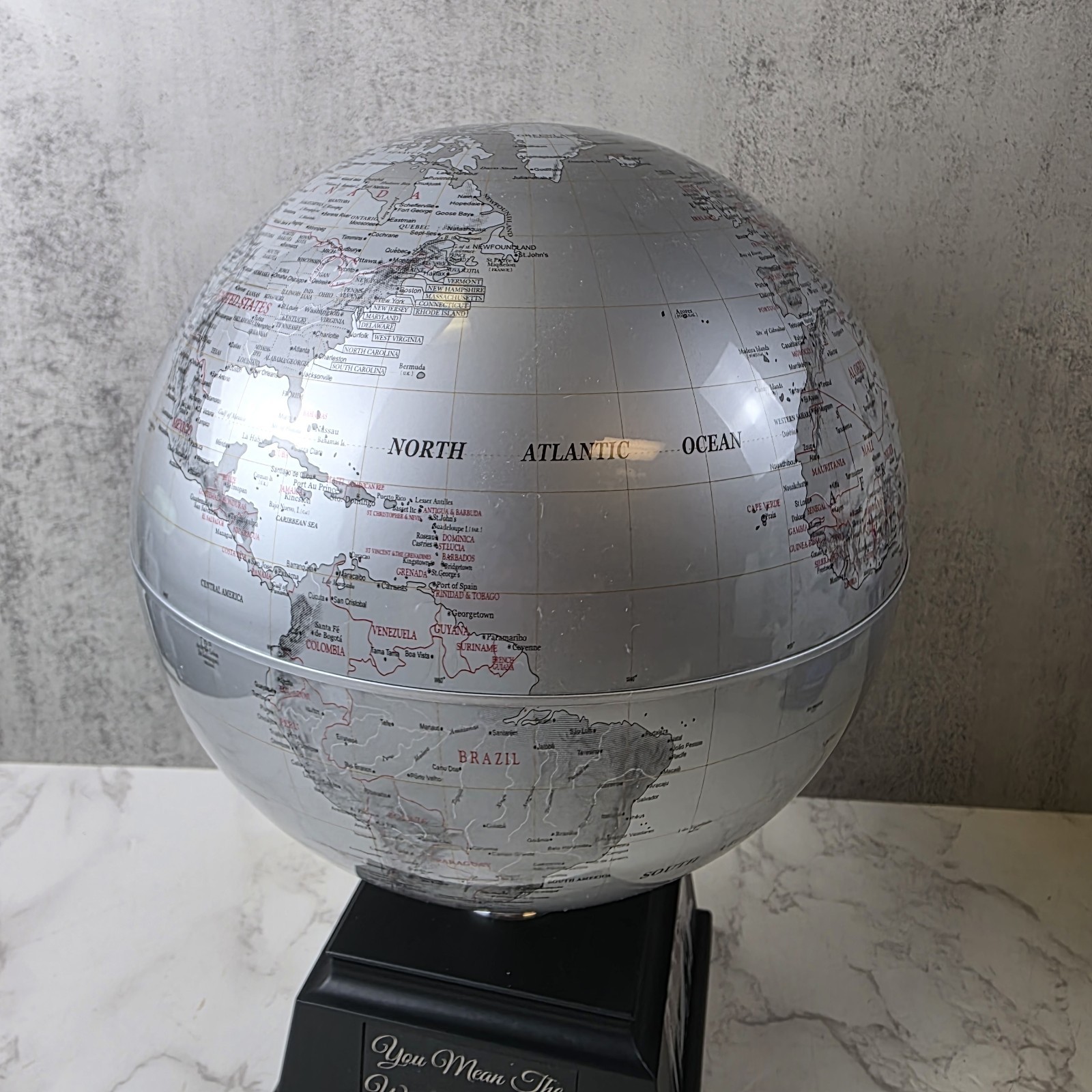 Things Remembered Solar Powered Globe Self Spinning With Black Base - Engraved gallery