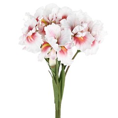 6-Pack Artificial Iris Flowers with Flower Bud 17.7 Inch for Home [White Pink]