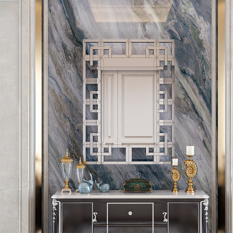 Decorative Large Rectangle Mirror for Wall Grecian Venetian Mirror HD Anti-Rust gallery