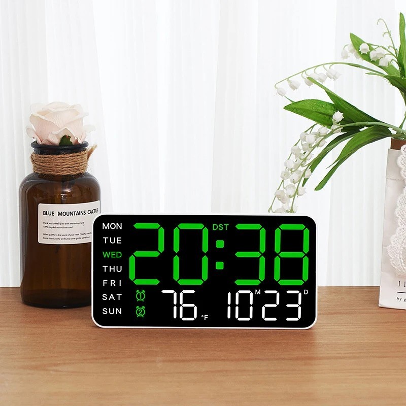 Large LED Digital Wall Clock with Temperature Date Week Display & Dual Alarms gallery
