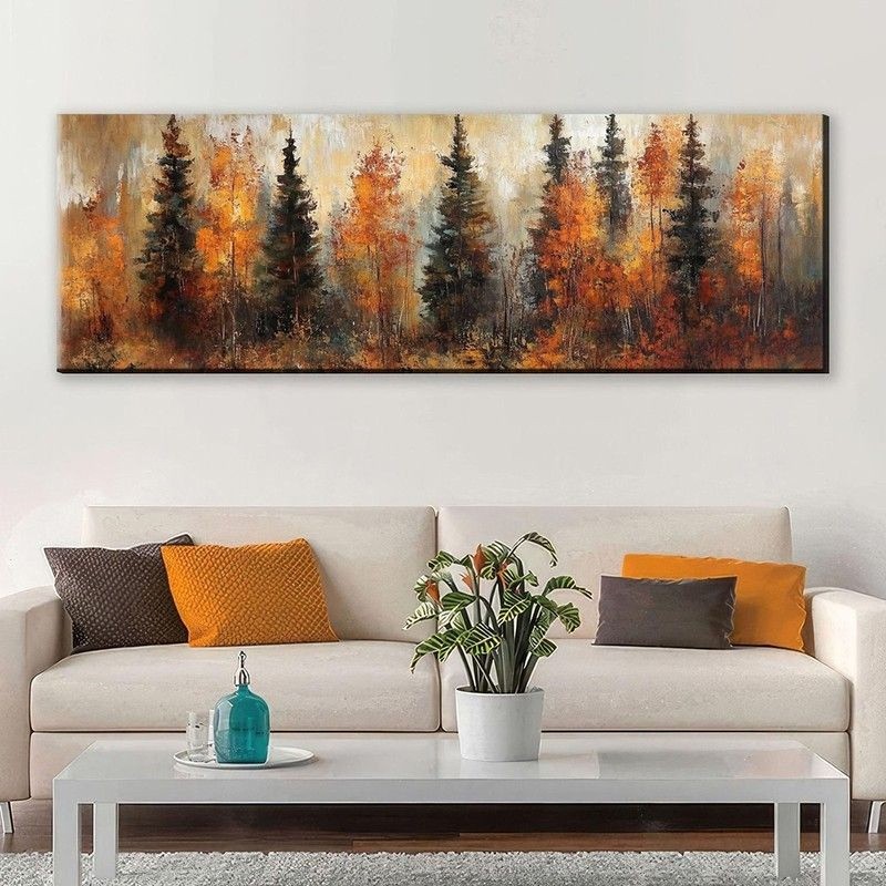 Autumn Pine Canvas Scenic Panoramic Wall Art Extra Large Ready To Hang gallery