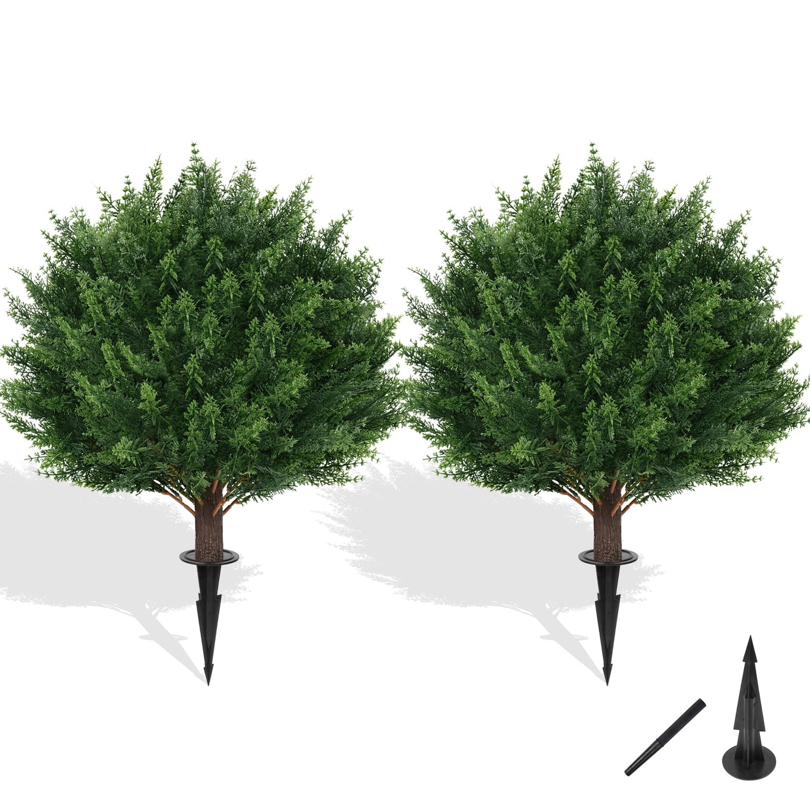 Grooy Artificial Cypress Topiary Tree with Ground Spike, Set of 2 Artificial ... gallery