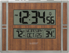 BBB86088 Atomic Digital Wall Clock with Indoor & Outdoor Temperature