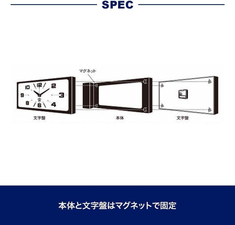 DULTON Double Face Wall Clock Rectangle Gray Magnetic Mount H21-0362GY Japan gallery