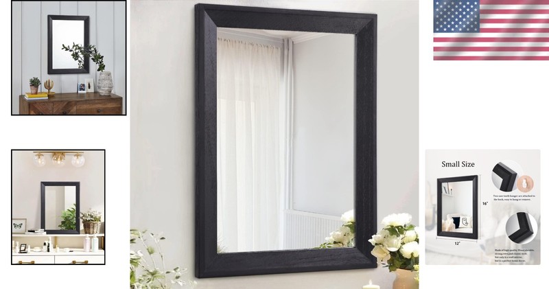 Wall Mirror Black Rectangular Rustic Farmhouse Wall Decor for Bedroom Bathroo... gallery