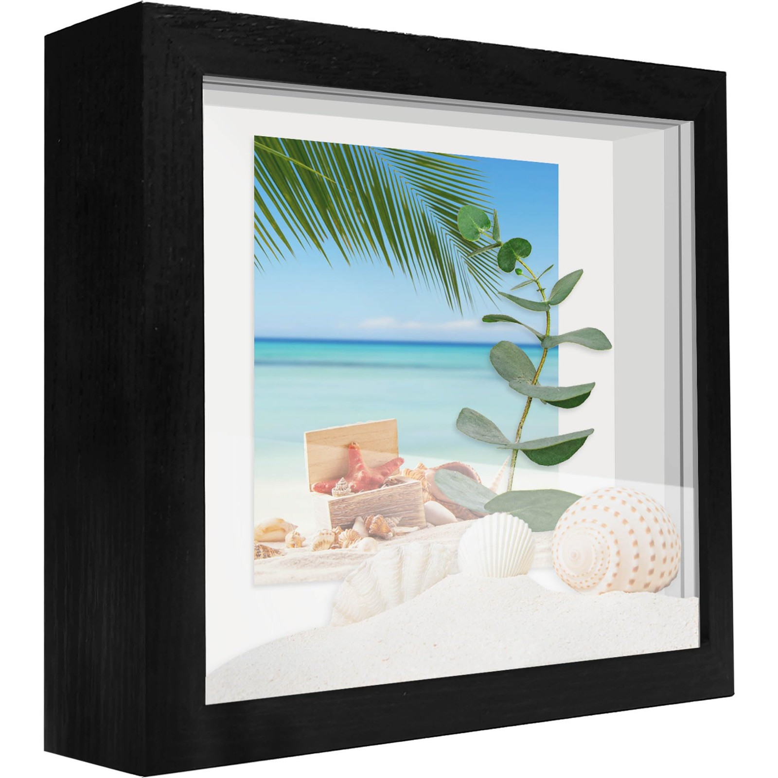 5x5 Small Shadow Box Frame Wood Display Case for Memorabilia gallery