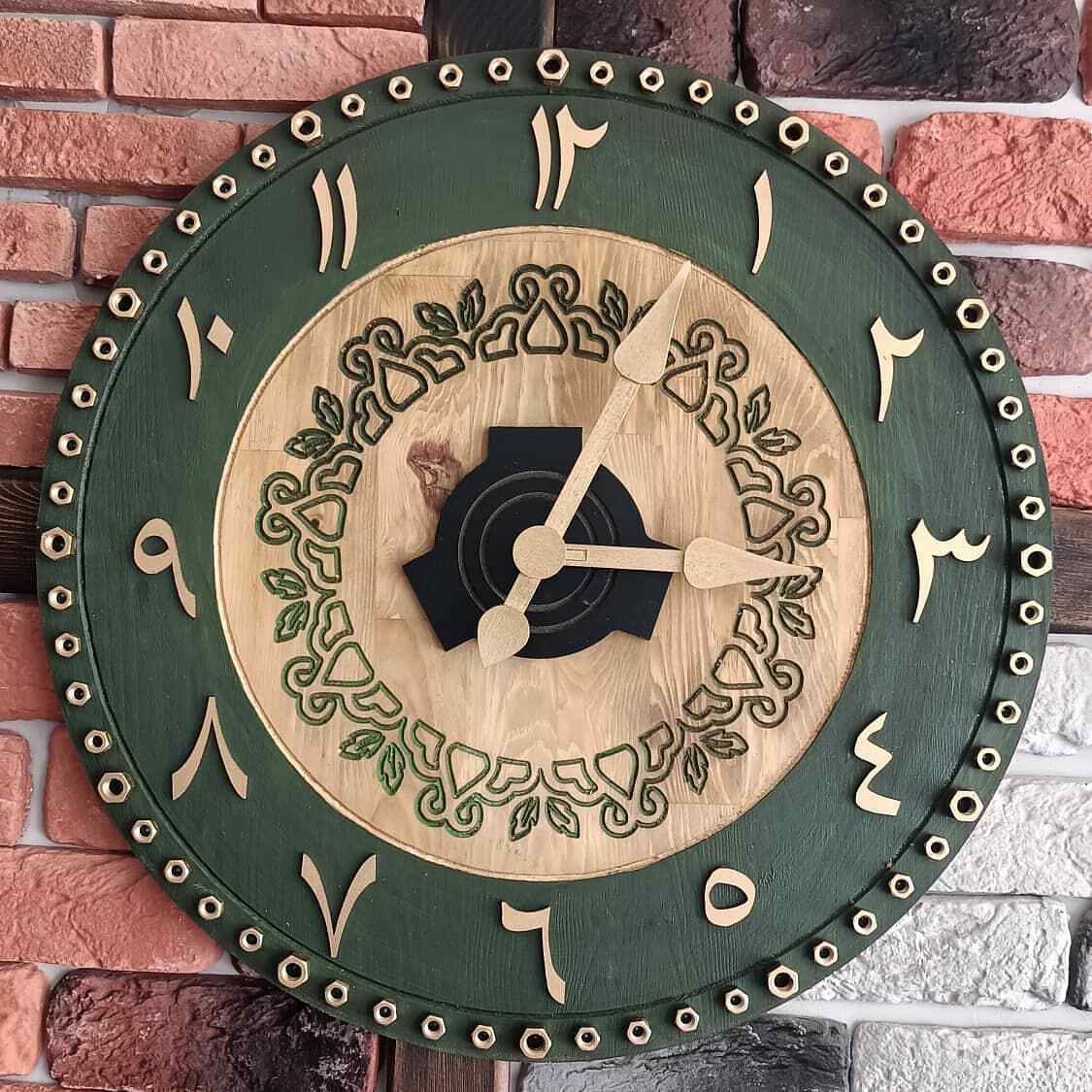 60Cm Large MDF Wall Clock Arabic Number Handcrafted & Designed with Gold Pattern gallery