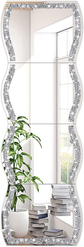 Wave Pattern Full Length Crushed Diamond Mirror Set of 4 - 11x15 Inch gallery