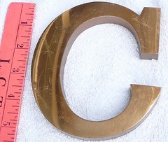 Solid Brass Letter “C” glossy finish 4 1/2 x 5 1/4 inches 1/2 inch thick