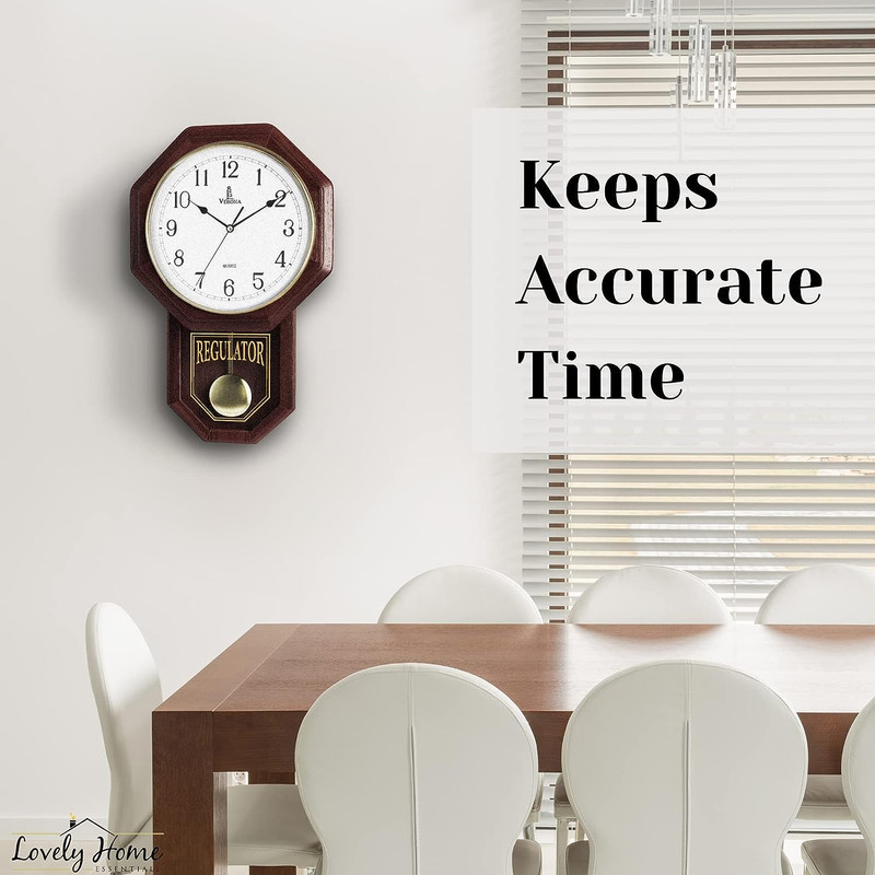 Pendulum Wall Clock - Regulator Clock - Real Wood Schoolhouse Wall Clock with Pe gallery