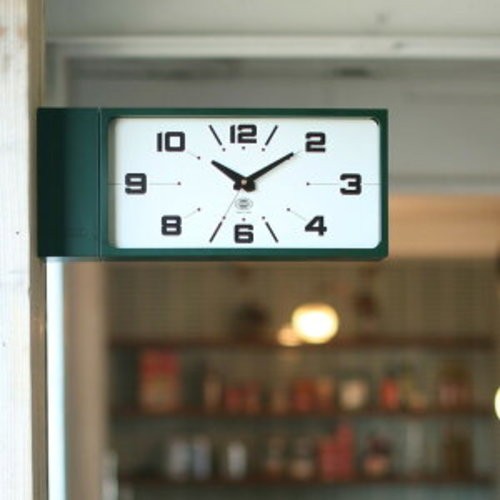 Dulton Double-Faced Clock Rectangle Dark Green magnet H21-0362DGN japan NEW gallery