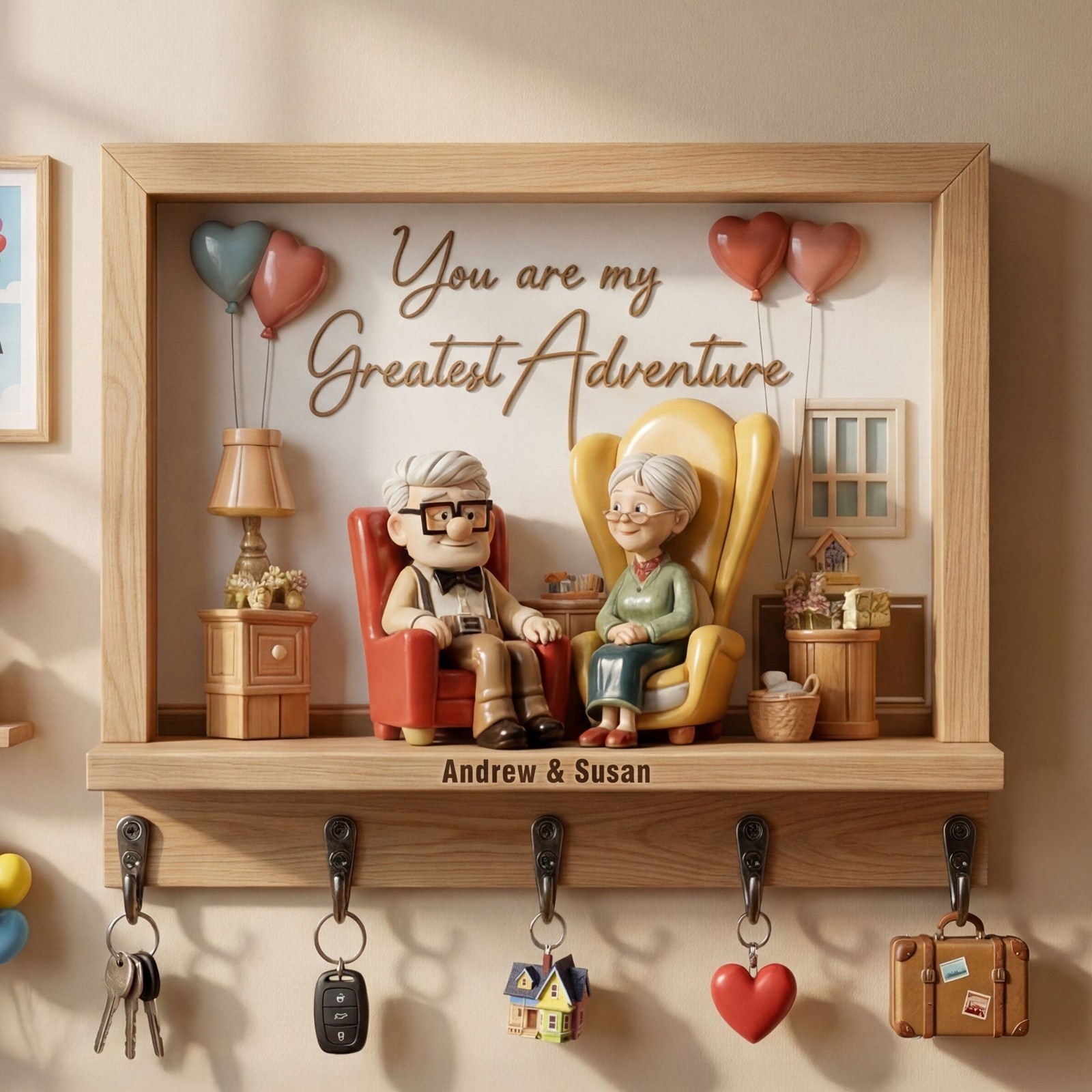 Romantic Couple Acrylic Key Hanger – Personalized Gifts For Couple, Anniversary gallery