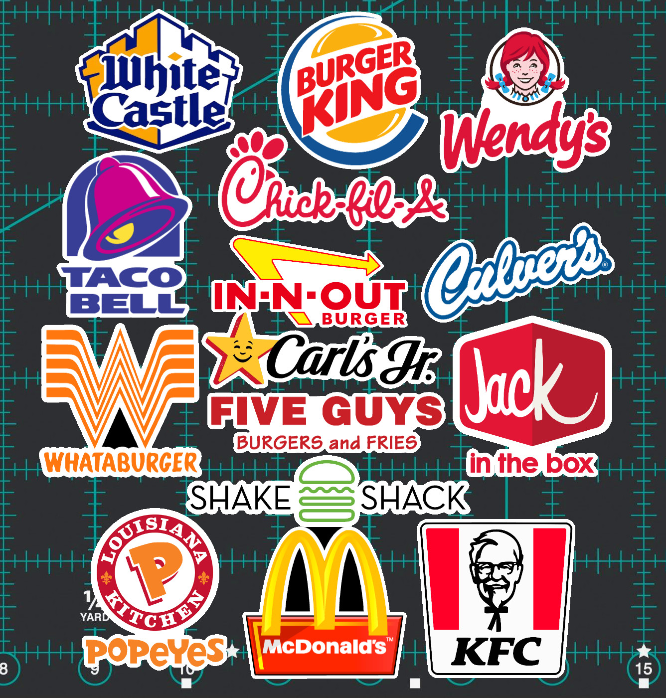 15 Fast Food Restauran Logo Stickers - Clear, Holographic, or White-Burger Fries gallery