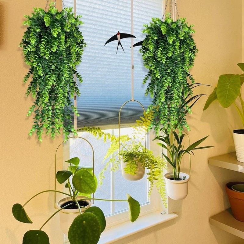 4 Pack Artificial Eucalyptus Leaf Rattan Fake Hanging Plant gallery