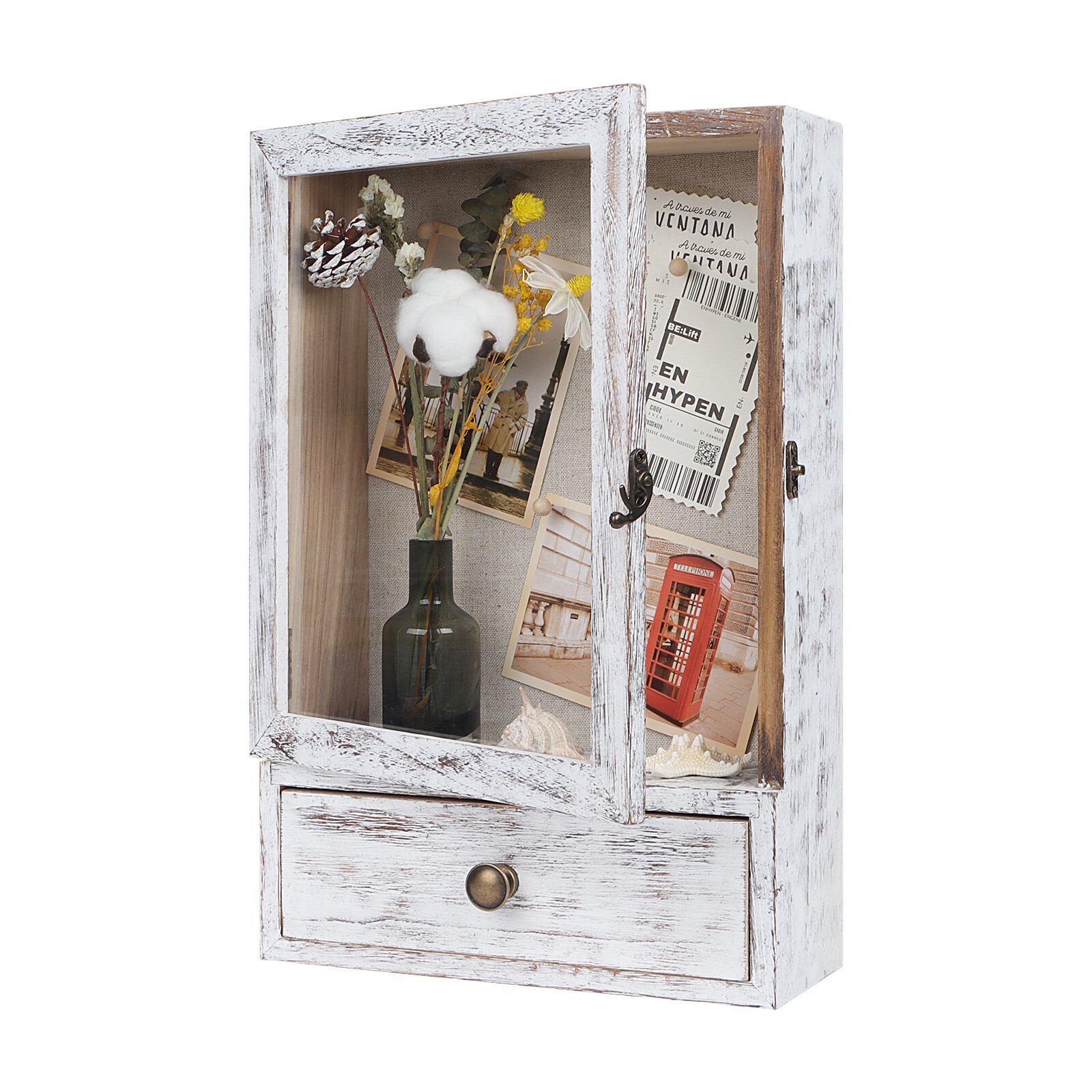 Shadow Box Frame 3.2" Deep Shadow Box Display Case w/ Real Glass and Drawer gallery