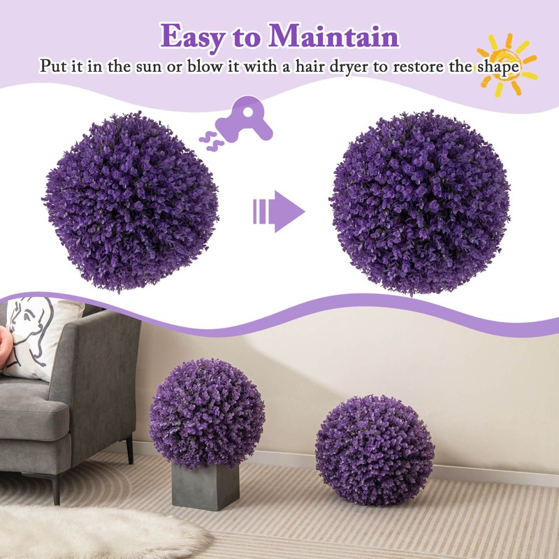 2 PCS Artificial Plant Topiary Balls w/7 Layers Leaves UV Protected for Garden gallery