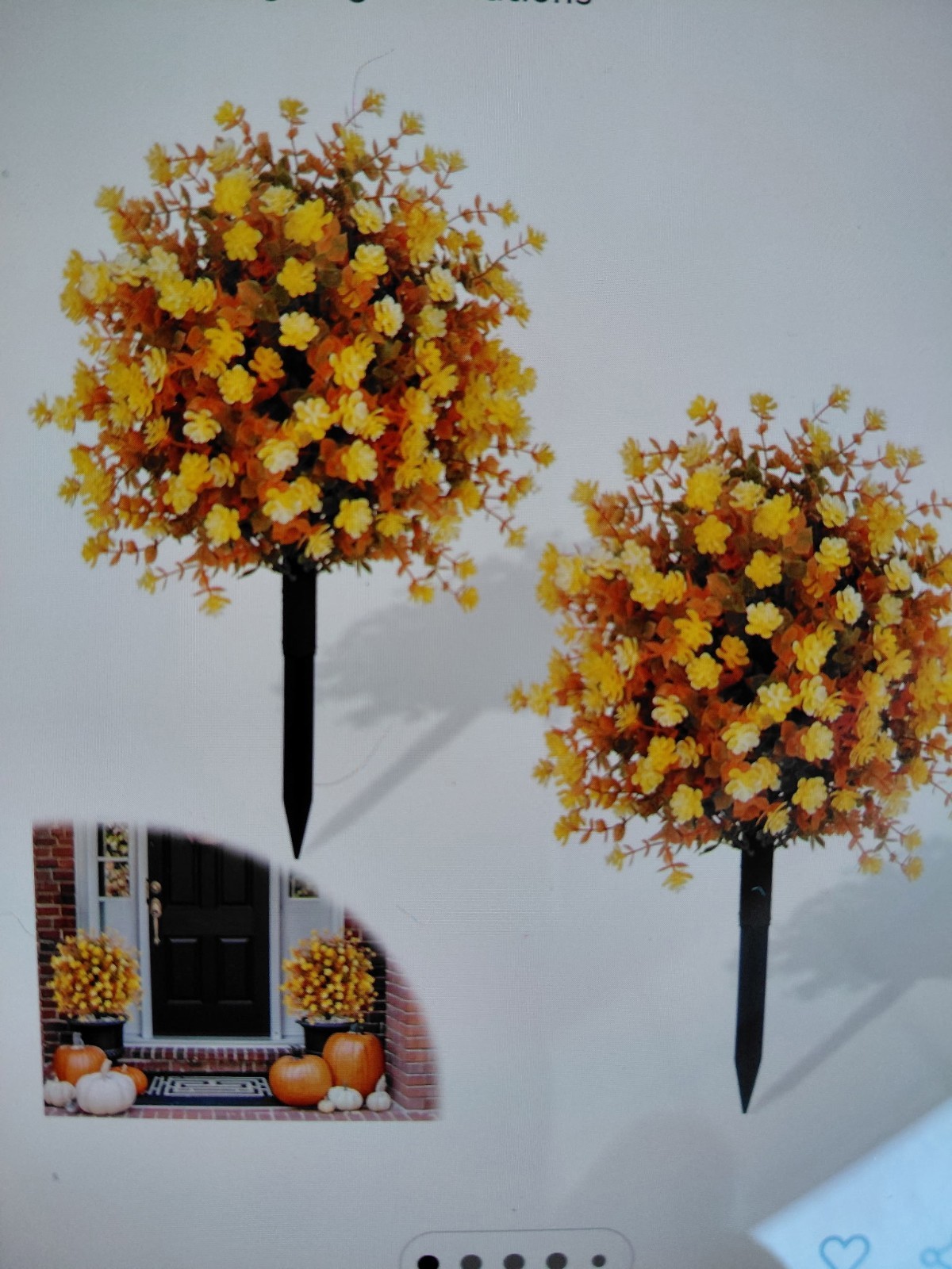 Fall Orange Artificial Flowers With Ground Stakes 2 pack 21 Inch UV... gallery