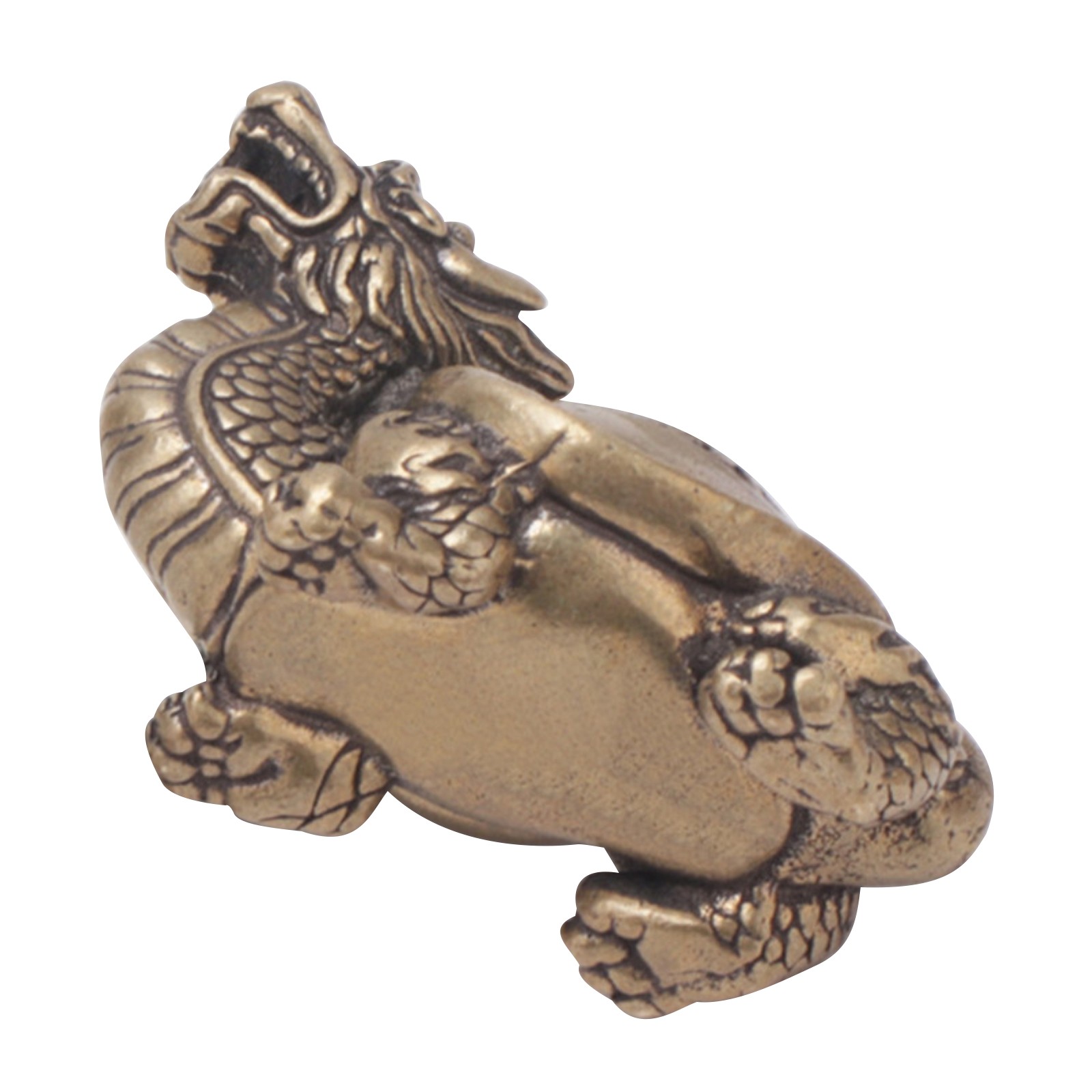 Copper Brass Dragon Turtle Small Statue Ornament Chinese Hand Engraved Process a gallery
