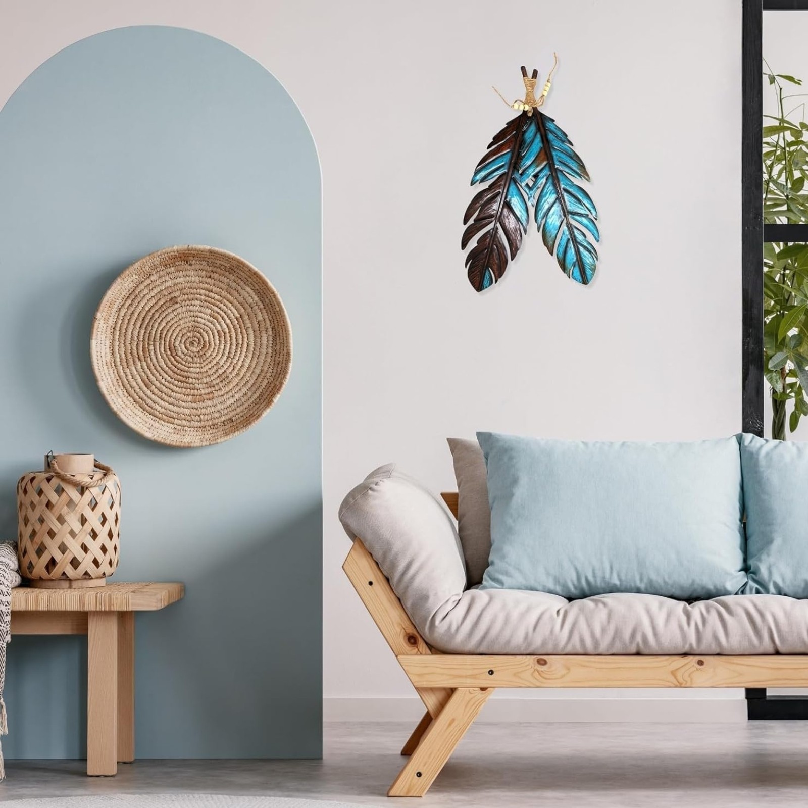 Rustic Metal Feathers Wall Hanging – Southwest Boho Chic Décor 12x20 gallery
