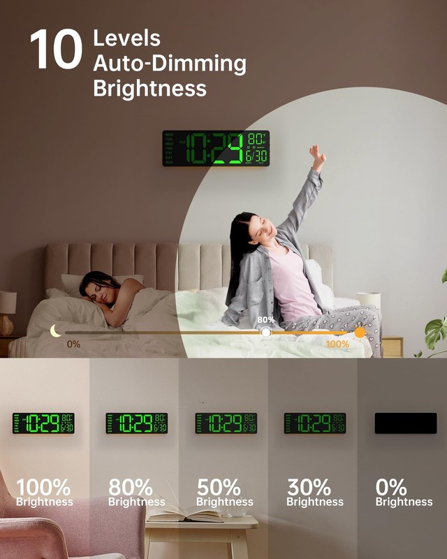 EASYERA 12" Digital Wall Clock for Classroom Livingroom Game Home Decor with ... gallery