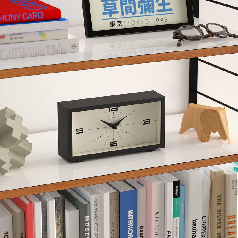 ® Odeon Desk Clock | Modern Rectangular Design | Black | Stylish Retro Look for gallery