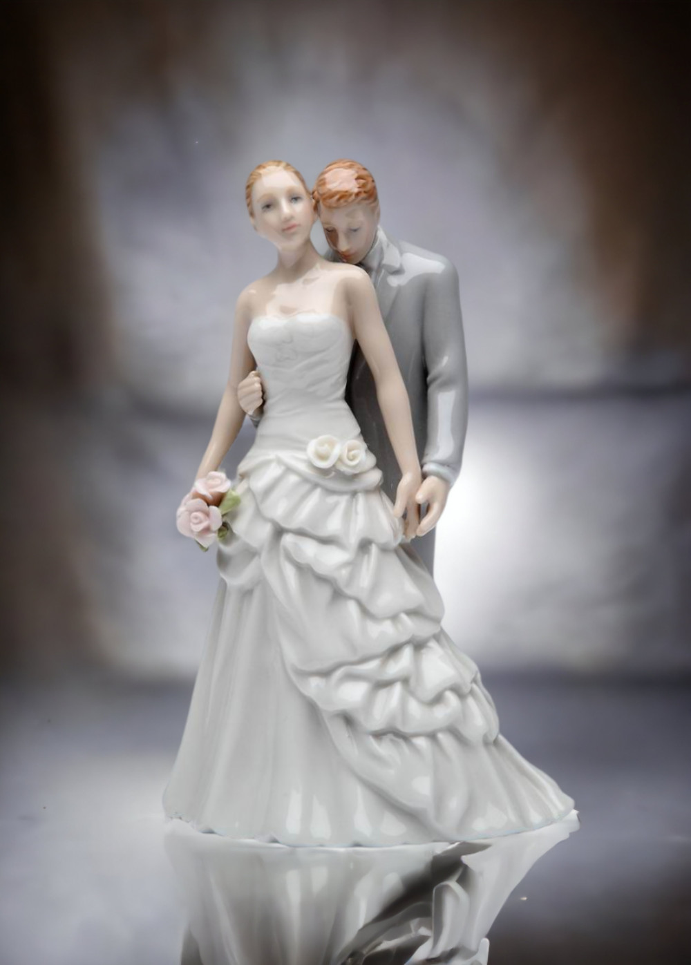 Hand Crafted Ceramic Groom Kissing Bride Wedding Figurine, Wedding Décor, Weddin gallery