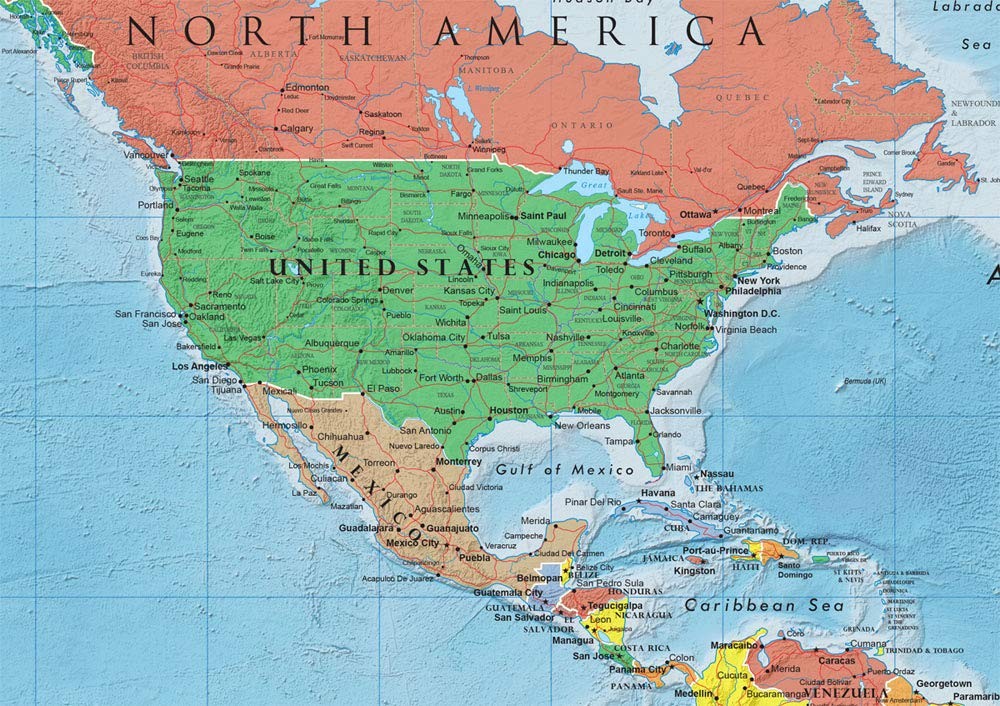 World Map Poster Mural - Swiftmaps 24" x 36" - Detailed Geography Art gallery