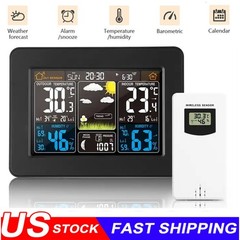 Wireless Digital LCD Thermometer Indoor & Outdoor Weather Station Clock Calendar