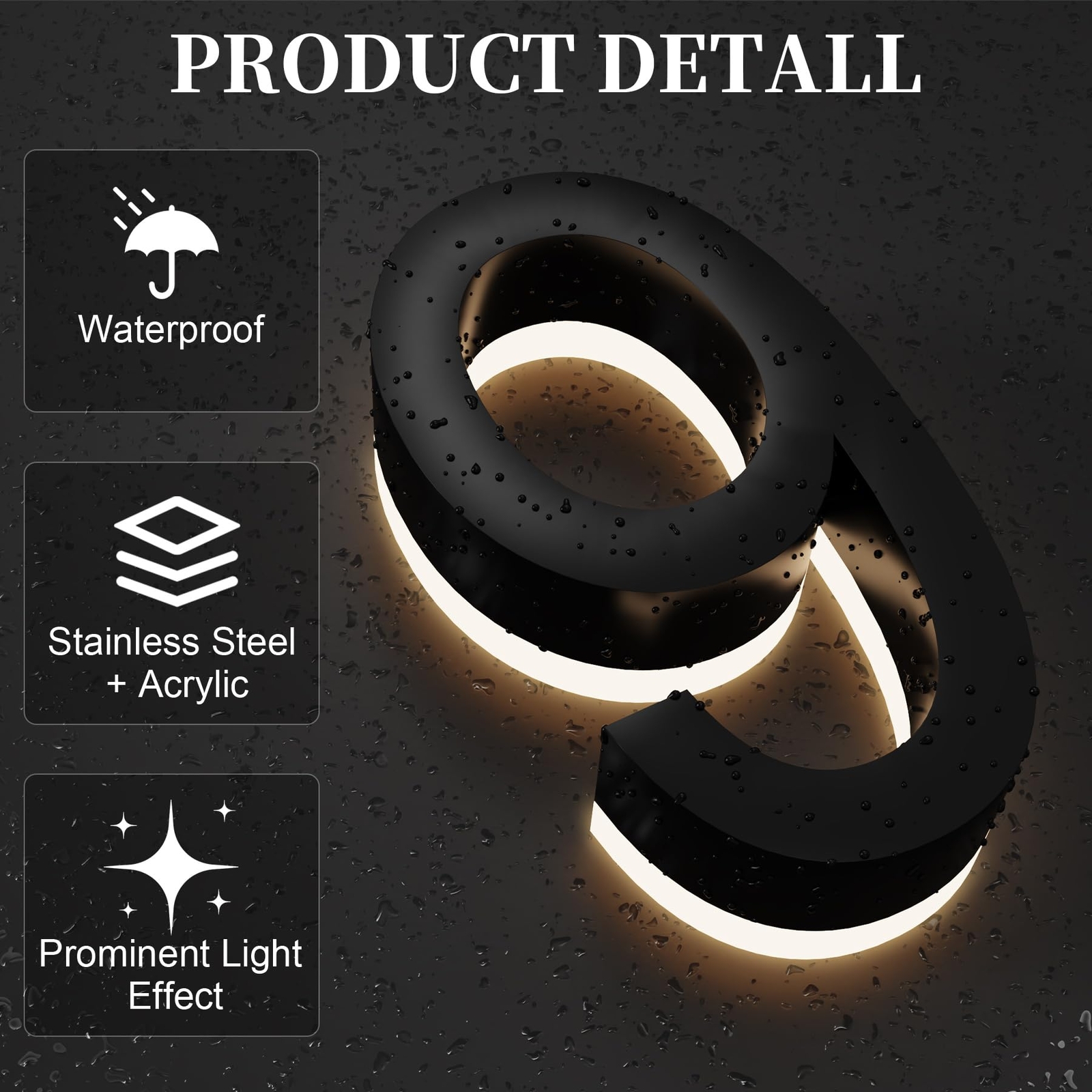 5 Inch Backlit LED House Numbers Waterproof Stainless Steel High Transparency... gallery