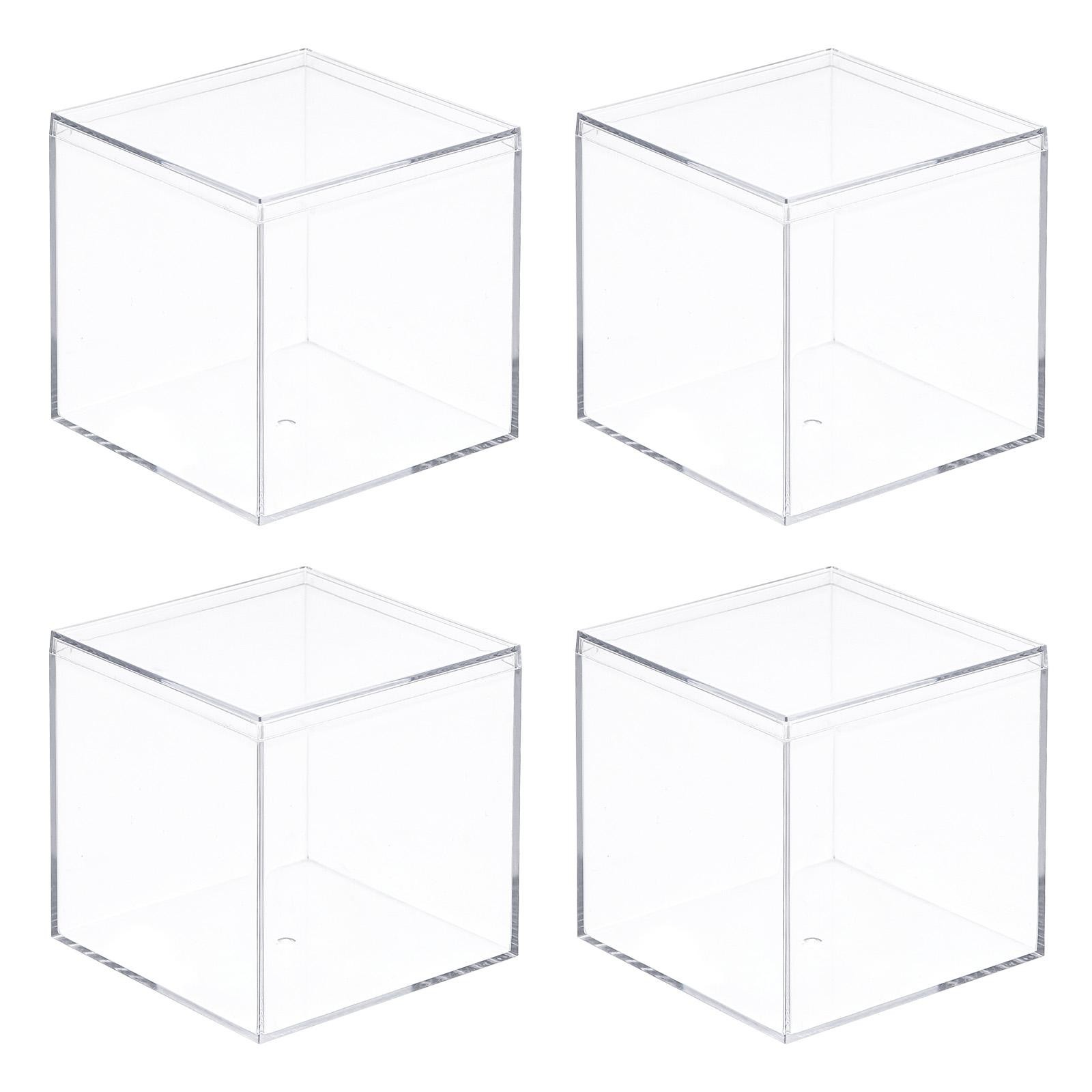 4Pack Clear Acrylic Plastic Storage Box Square Case with Lid 7.5x7.5x7.5cm gallery