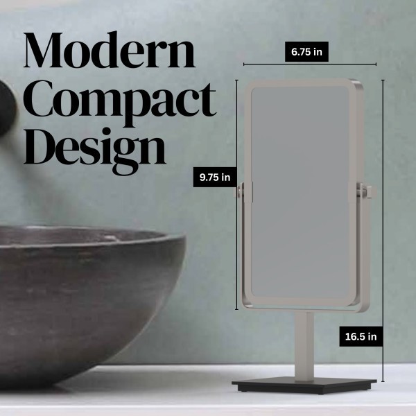 Aptations Mirror Image Rectangular Free Standing Mirror, Brushed Nickel gallery