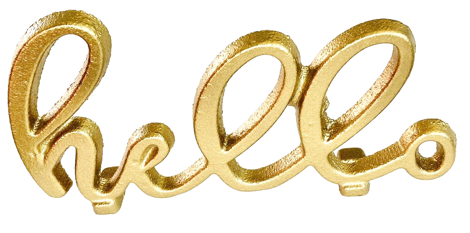 Gold Iron Hello 6" Script Handwriting Font Word Desk Sign Paperweight Cubicle Hi gallery