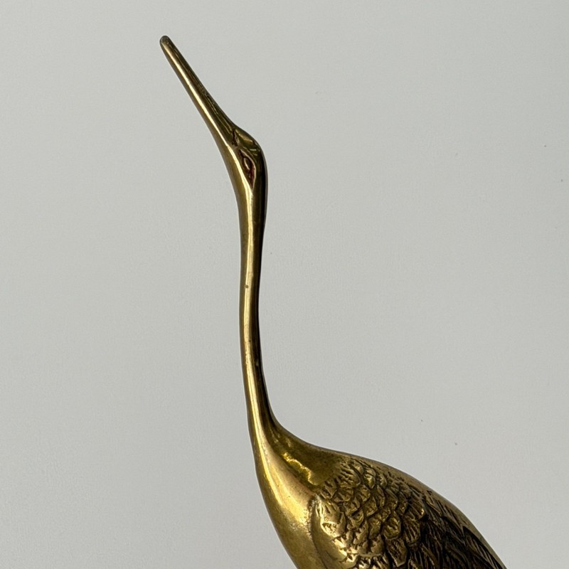 Vintage Leonard Solid Brass Crane Figurine Set Gold MCM Birds Herons gallery