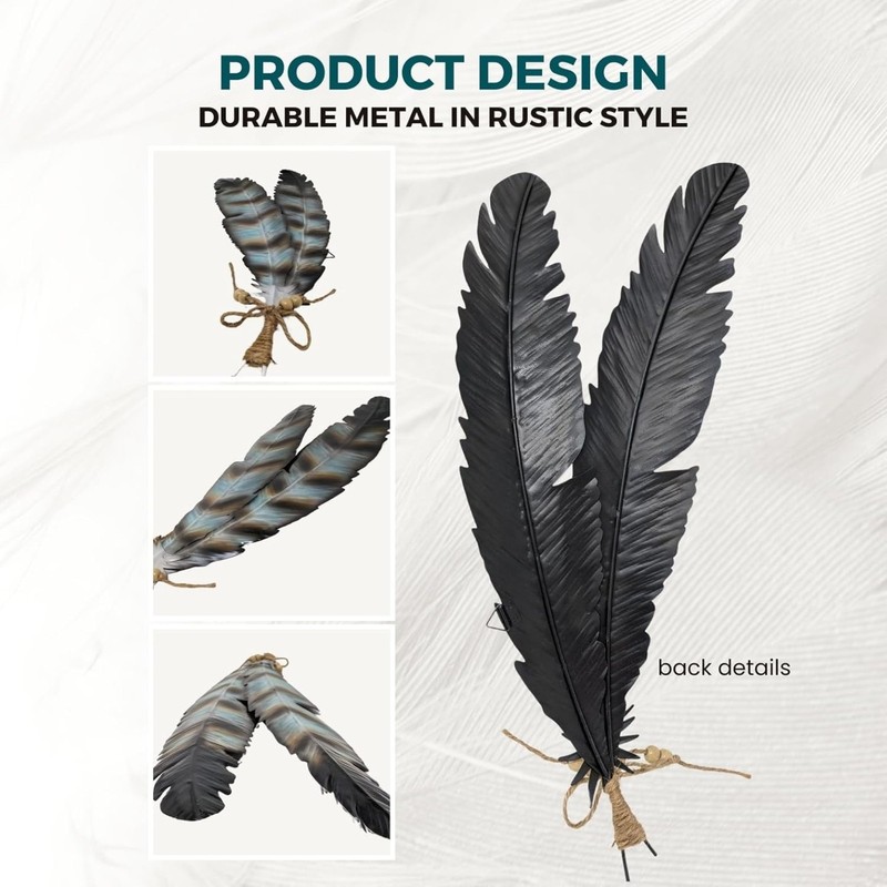 Rustic Metal Feathers Wall Hanging Decor gallery