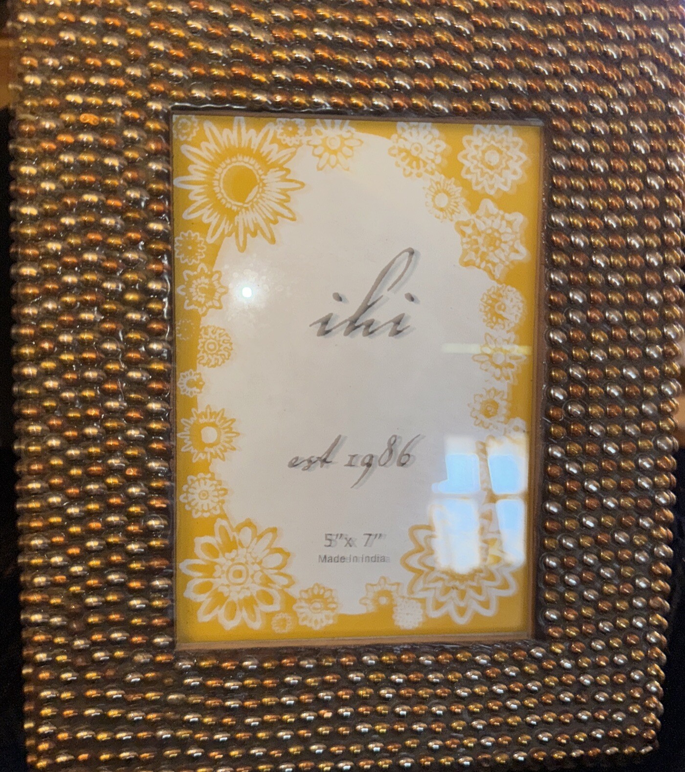 Photo Frame 5x7 Wood Bumpy Textured Copper & Silver On Dark Brown/ Black Backgr gallery