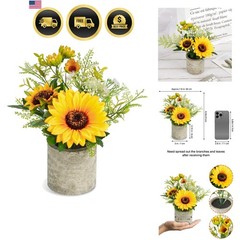 Artificial Sunflower Flower Pot Decor Fake Yellow Plant for Home Indoor Outdoor