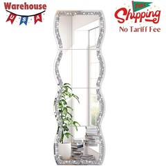 Wave Pattern Full Length Crushed Diamond Mirror Set of 4 – 11×15 Inch