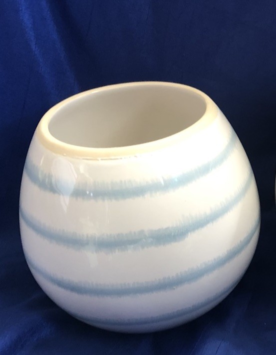 Threshold Round Blue Striped Stoneware Rose Vase gallery