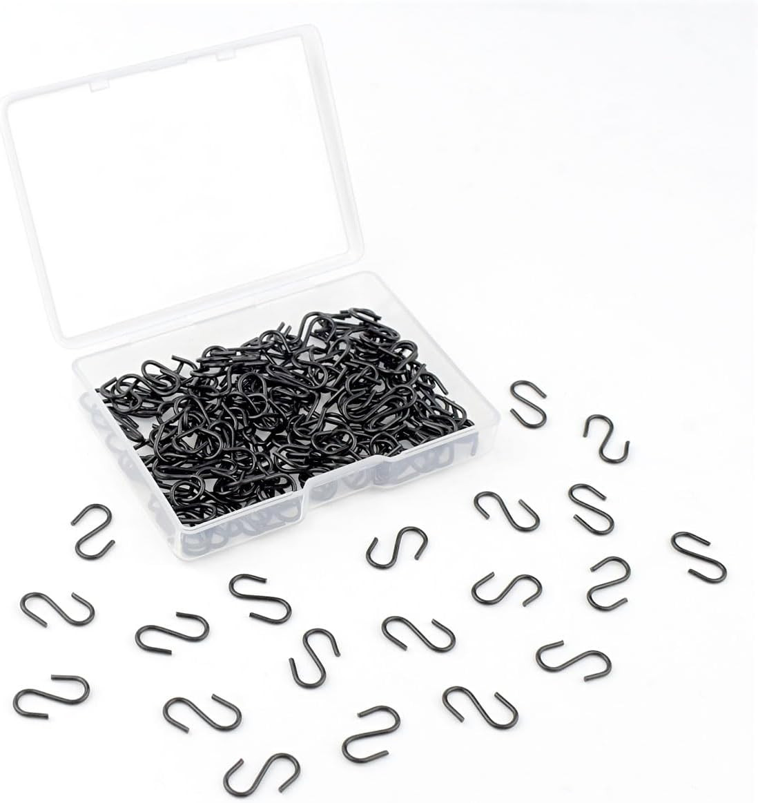 100 Pack Mini S Hooks for Hanging Small S Hook Jewelry Metal S-hook Black gallery