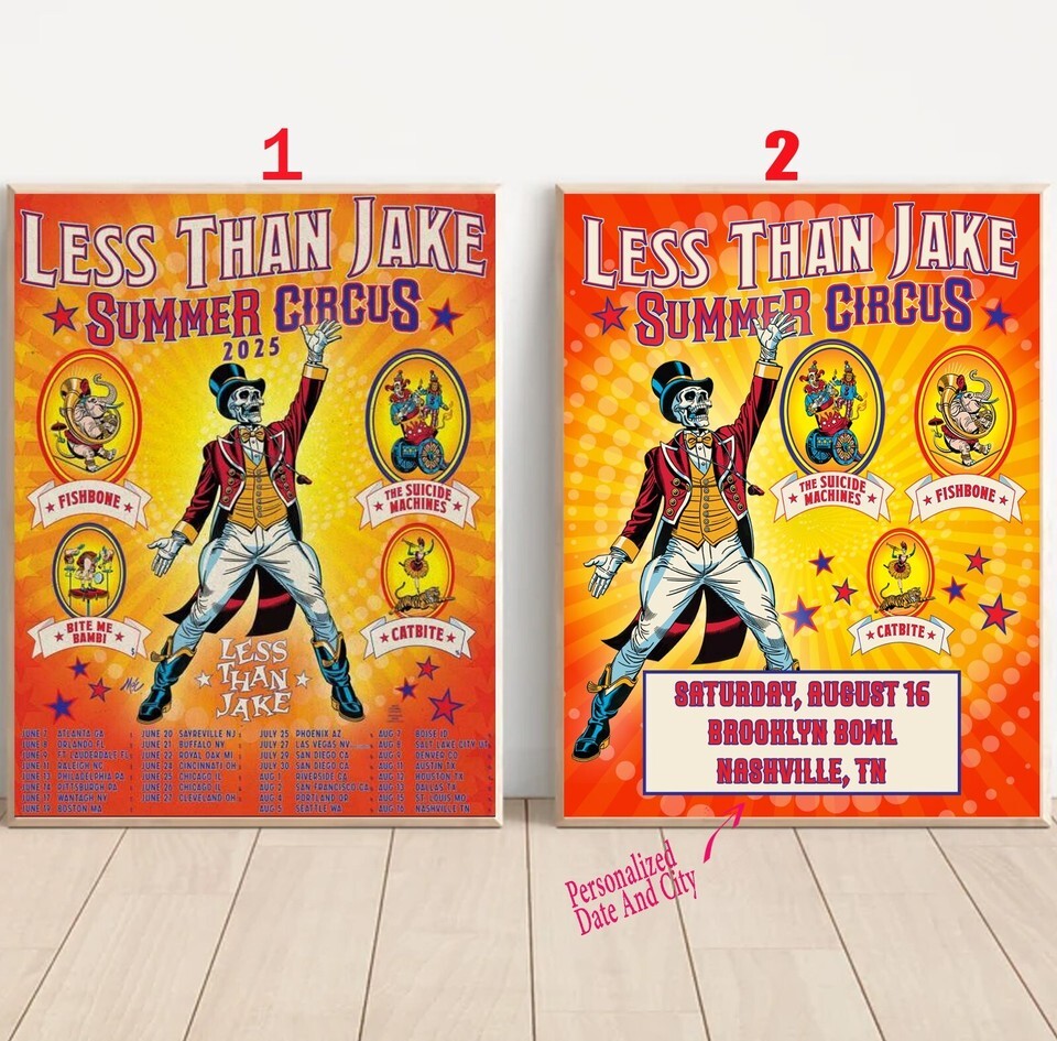 Custom Less Than Jake Summer Circus Tour 2025 Poster gallery